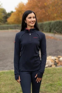 LeMieux Frances Quarter Zip Fleece Navy; Polar Fleece, Thumbholes, Contrast Logo - Picture 1 of 7