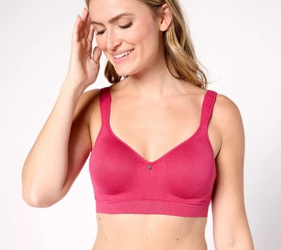 Breezies Women's Bra Sz 42DD Lurex Mini Stripe Seamless Underwire Red A656722 - Image 1 of 4