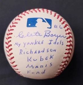JSA SELTEN CLETE BOYER SIGNIERT BESCHRIFTET SEINE YANKEE IDOLE MARIS FORD OML BASEBALL  - Bild 1 von 5