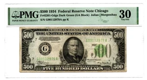 Fr. 2201-G $500 1934 Federal Reserve Note. PMG Very Fine 30 - Picture 1 of 2