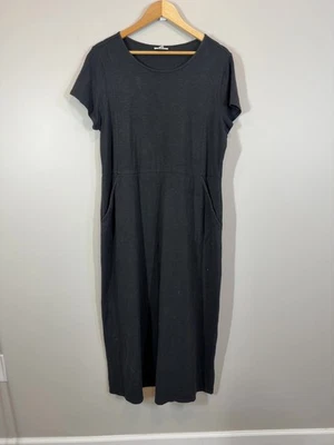 J.Jill Women's Black T-Shirt Dress Size L Short Sleeve Pockets Minimalist - Image 1 of 4