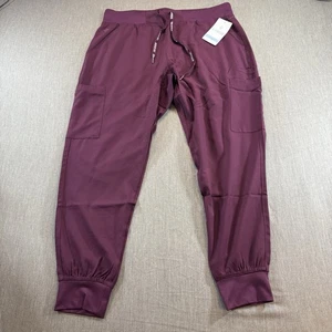 NWT Med Couture Scrubs Women's Jogger Pants WINE Free Ship Size Large NEW - Picture 1 of 10