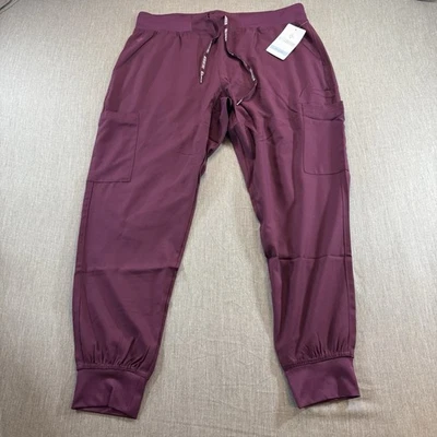 NWT Med Couture Scrubs Women's Jogger Pants WINE Free Ship Size Large NEW - Image 1 of 4