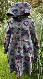 Made In Italy Musterwalk Wollwalk Walk Wolle Mantel Jacke Gr.  M / L. 38 / 40 - Bild 1 von 6