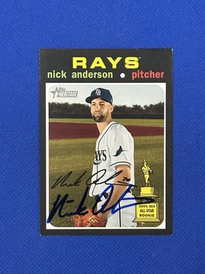 NICK ANDERSON Rays SIGNED CARD 2020 Topps Heritage #316 autograph auto - Image 1 of 3
