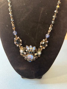 Collar 2028 por 1928 con pedrería azul metal estaño oscuro con pendientes - Imagen 1 de 20