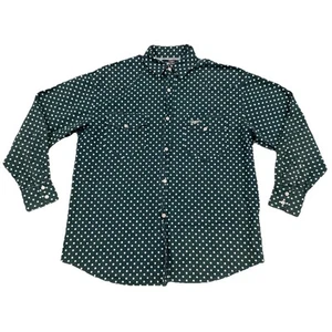 Vintage Guess By Guess Marciano Green Polka Dot Button Up Floral Snaps Size M - Picture 1 of 9