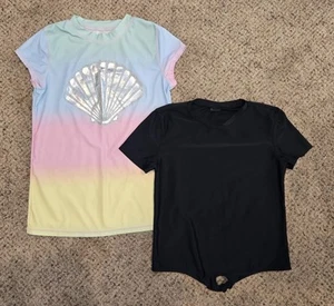 Justice The Children's Place Girls Rash Guard Swim Shirts L (10/12) Lot of 2 - Picture 1 of 3
