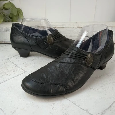 Riekers Mujer Cuero Negro Medallón Sin Cordones Botín Antiestrés Talla 40 Foto 1 de 4