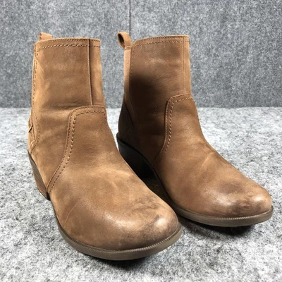 Teva Botas Mujer Talla 8.5 Cuero Marrón Chelsea Botines Tacón Bloque Foto 1 de 4