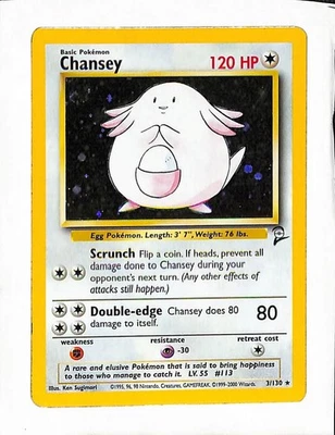 Pokémon TCG Chansey Base Set 2 3/130 Holo Unlimited Holo Rare W/ Swirl -NM-LP - Image 1 of 2