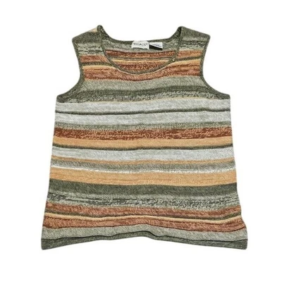 Camiseta sin mangas blanca tejida ciervo para mujer mediana neutra a rayas boho retro hippie vintage Foto 1 de 4