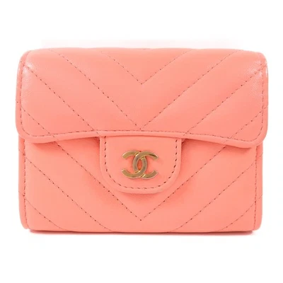Estuche para tarjetas Chanel CC GHW piel de becerro rosa Foto 1 de 4
