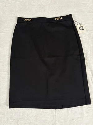 Falda recta y lápiz Anne Klein para mujer mediana negra dorada hebilla cintura elástica Foto 1 de 4
