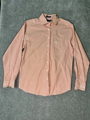 Faconnable оранжевый белый платье рубашка в полоску мужской размер маленький сделано в США - Изображение 1 из 4