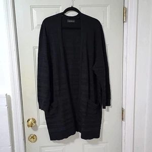 Lane Bryant Womens Plus Size Open Front Cardigan Sweater Long Black With Pockets - Picture 1 of 10