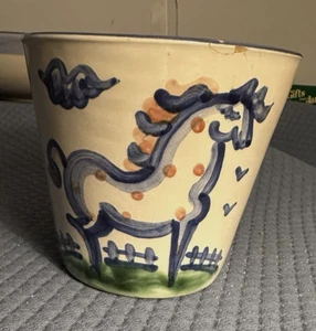 M.A. Hadley Pottery Country Horse 5" Cachepot Flower Pot w/Etched Signature - Picture 1 of 7