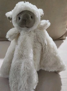 Elegant Baby White Lamb Lovey Security Blanket Tan Face Soft 15 x 15" Easter - Picture 1 of 7