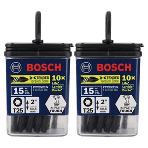 BOSCH ITT25215 Paquete de 15 brocas eléctricas de atornillado resistentes al impacto Torx #25 de 2 pulgadas (2 paquetes - Imagen 1 de 5
