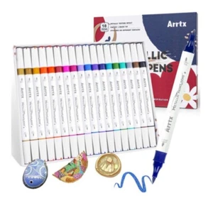 ARRTX Pintura Metálica 18 Colores Juego de Rotuladores Profesionales Doble Pluma Punta Arte Colorear - Imagen 1 de 8