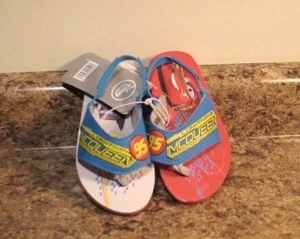 Disney Store Cars Flip Flops Sandals Back Straps Shoes Boys Size 7/8 NWT - Picture 1 of 4