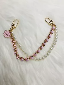 Replacement Bag Chain Strap Writlet Handbag Purse DIY 10.5” Gold Pink Pearl - Picture 1 of 2