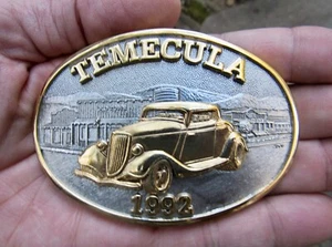 Hebilla de cinturón Temecula 1992 Early Times Midwinter ROD RUN Hotrod GP SP RARO EN MUY BUEN ESTADO - Imagen 1 de 4