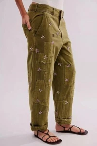 Pantalones Free People Parcheados Posy Pantalones Floral Bordado Patchwork XS 278809 - Imagen 1 de 9