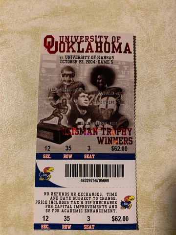 2004 Oklahoma Sooners Kansas Jayhawks Football Ticket Stub OU Norman Cover