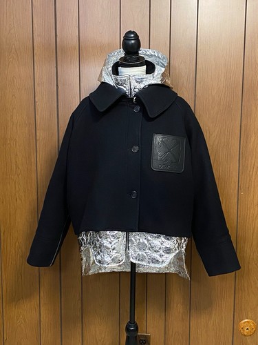 Cappotto parka a strati Off White Arrows taglia 40 us taglia 4 vendita al dettaglio $3975