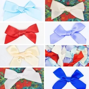 Mini Bows 5cm Pre Tied Small Satin Ribbon Crafts Wedding Cards Sewing Scrapbook - Picture 1 of 12