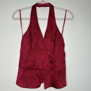 Guess Halter Top Womens Size M Watermelon Pink Snakeskin Print Crossover Party - Picture 1 of 11