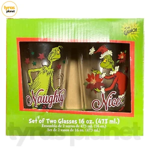 Grinch Dr. Seuss Grinchmas Naughty & Nice 2-Pack 16-Ounce Adult Glass Set - NIB - Picture 1 of 1