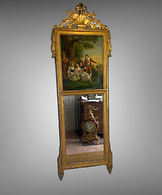 Trumeau Ancien Louis Xvi En Bois DorÉ Et SculptÉ Avec Une Tres Belle Peinture • 1,100€
