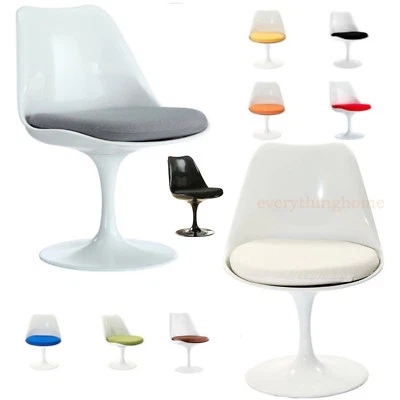 White Tulip Flower Style Dining Side Chair - 9 Cushion Colors - Fabric Or Vinyl - Image 1 of 4