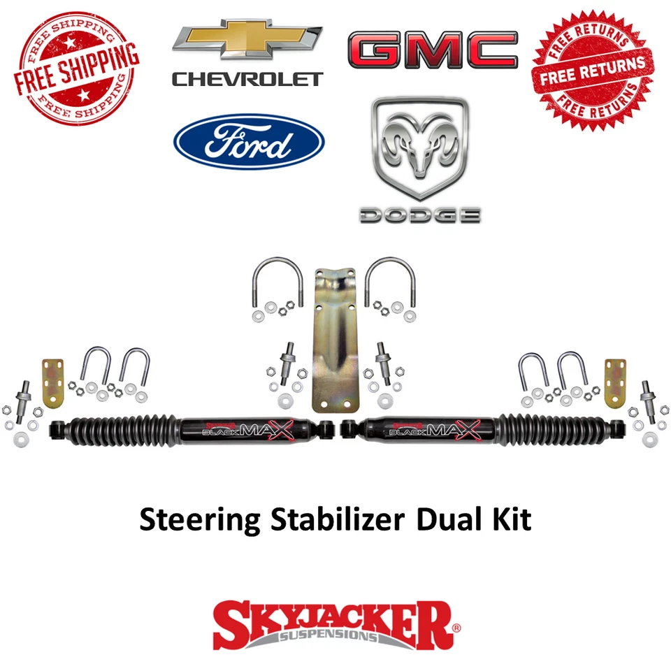 Skyjacker Blackmax Steering Stabilizer Dual Kit For Chevrolet GMC Ford Dodge - Image 1 of 4