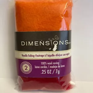 Dimensions FeltWorks 100% Wool Roving 1) Orange Tomato Red 0.25oz Needle Felting - Picture 1 of 16