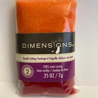 Dimensions FeltWorks 100% Wool Roving 1) Orange Tomato Red 0.25oz Needle Felting - Image 1 of 4
