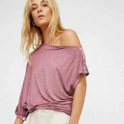 WE THE FREE PEOPLE Womens Sz S Sundial One Shoulder Tee Top in Wisteria - Image 1 of 4