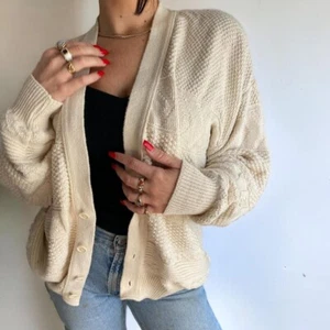 Hampton Bay Strickjacke Strick elfenbeinfarben Knopfleiste Pullover Erwachsene XL USA - Bild 1 von 8