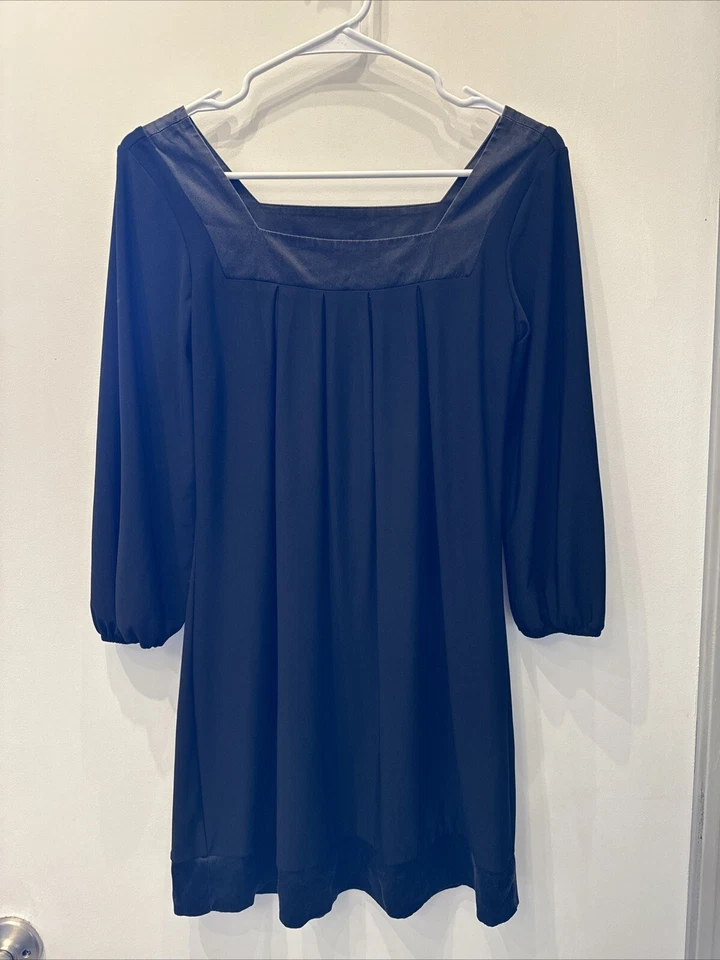 ¡BONITO! Vestido White House Black Market XS cuello cuadrado negro manga 3/4 LBD Foto 1 de 4