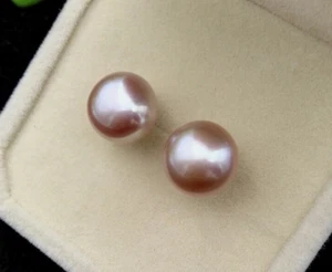 AAA 14k Gold Limited time promotion Real 8-9mm south sea purple pearl earrings Y - Picture 1 of 4