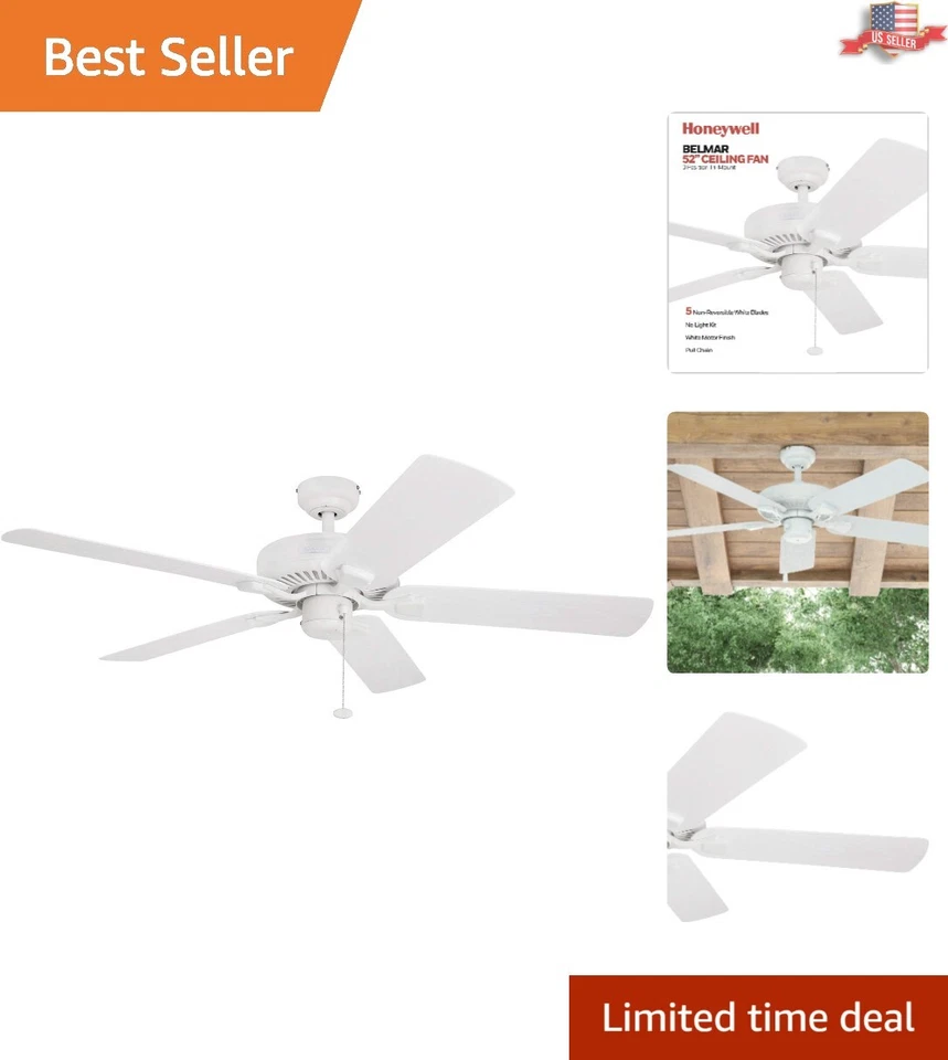 Ventilador de techo moderno blanco interior/exterior - Motor reversible, control remoto Foto 1 de 4