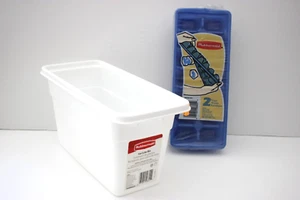 Vintage Rubbermaid Ice Cube Trays 2 Blue 1994 & Ice Bin White 2007 - Picture 1 of 9