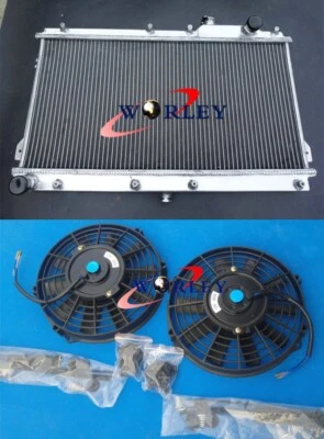Radiador de alumínio + ventiladores para 1990-1997 Mazda Miata MX5 MX-5 NA B6 BP 1.6L/1.8L MT - Imagem 1 de 4