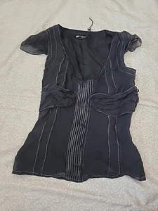 Rock & Republic Collection 00 Black Zip Up Shirt N1 #1 - Picture 1 of 5