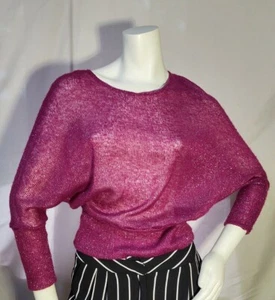 Panhandle Slim Ladies Dolman Sleeve Knit Sweater Top Metallic Pink Burgundy - Picture 1 of 3