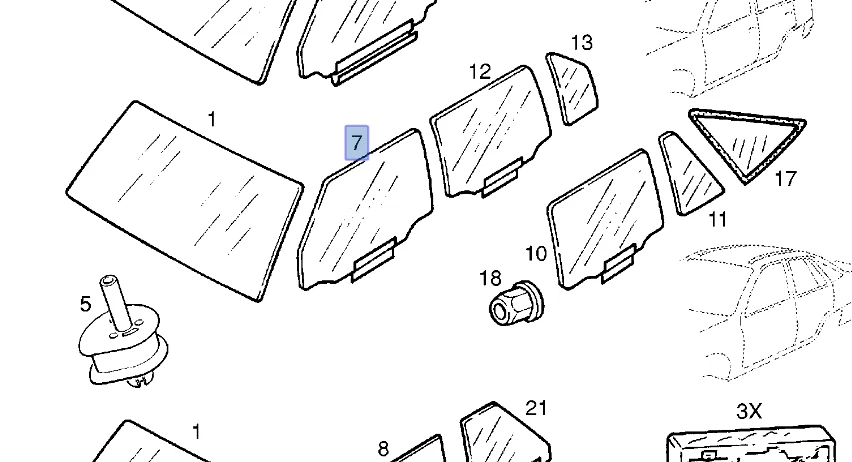 Window Front Door Right Clear for Opel Kadett E 90186522 OEM Foto 1 de 1