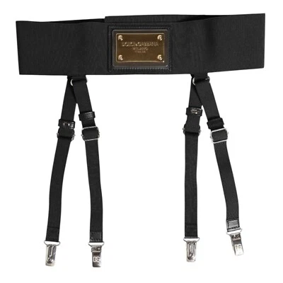 Подвеска для ремня DOLCE & GABBANA черная кожа логотип широкая талия 75 см / 30 дюймов 770usd - Изображение 1 из 4