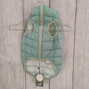 Sydney & Co Dog Coat Medium Dark Light Green Reversible Puffer Vest Jacket Zip - Picture 1 of 12